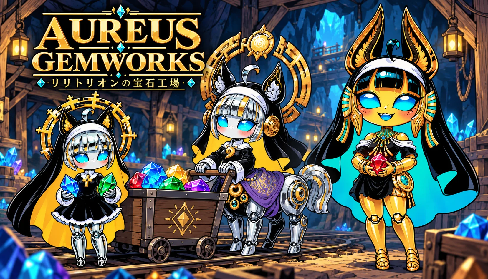 AUREUS GEMWORKS — リリトリオンの宝石工場。黄金の監督官と機械生命体の仲間たち。
